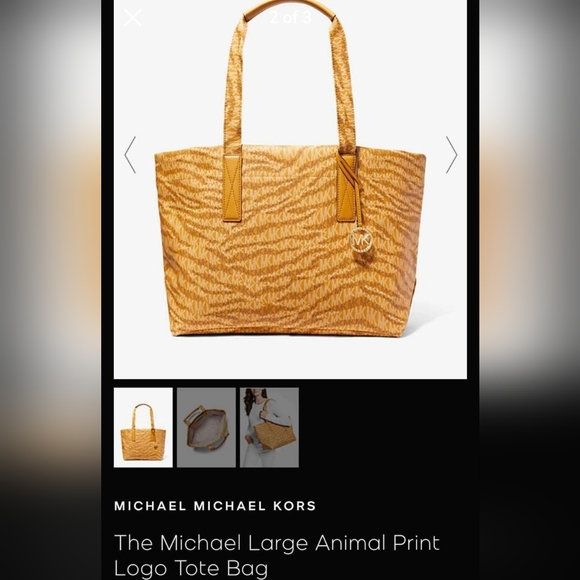NWT Michael Kors Large Animal Print Logo Tote Bag - Picture 2 of 3